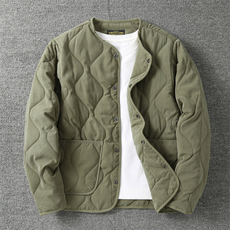 M65内胆棉衣夹克秋冬阿美咔叽美式复古工装棉袄绗缝无领棉服外套