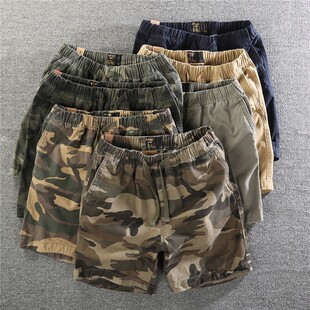 纯棉宽松三分裤 美式 慢跑短裤 男士 运动跑步迷彩多色收腰抽绳 经典