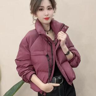 短款白鸭绒羽绒服女2026冬季新款时尚休闲宽松面包服加厚保暖外套