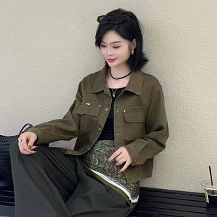 气质翻领牛仔短外套女2026春秋新款小个子休闲百搭遮肉夹克上衣潮