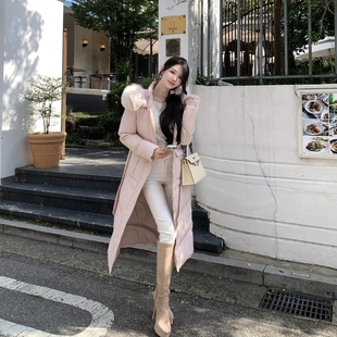 北海道吐司Wcouture原创 轻盈长款狐狸毛领90白鸭绒羽绒服外套