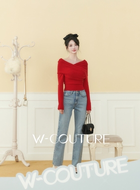 牛仔风情Wcouture原创 复古无弹力 水洗浅蓝色 筷子腿直筒牛仔裤