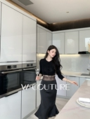 拼接抗皱鱼尾修身 花前月下Wcouture原创 蕾丝镂空腰 人鱼半身裙