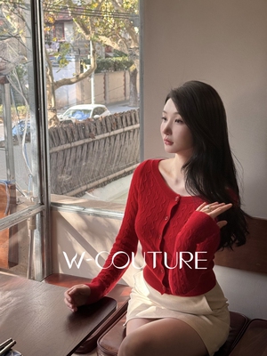 Wcouture纯山羊绒开衫针织上衣