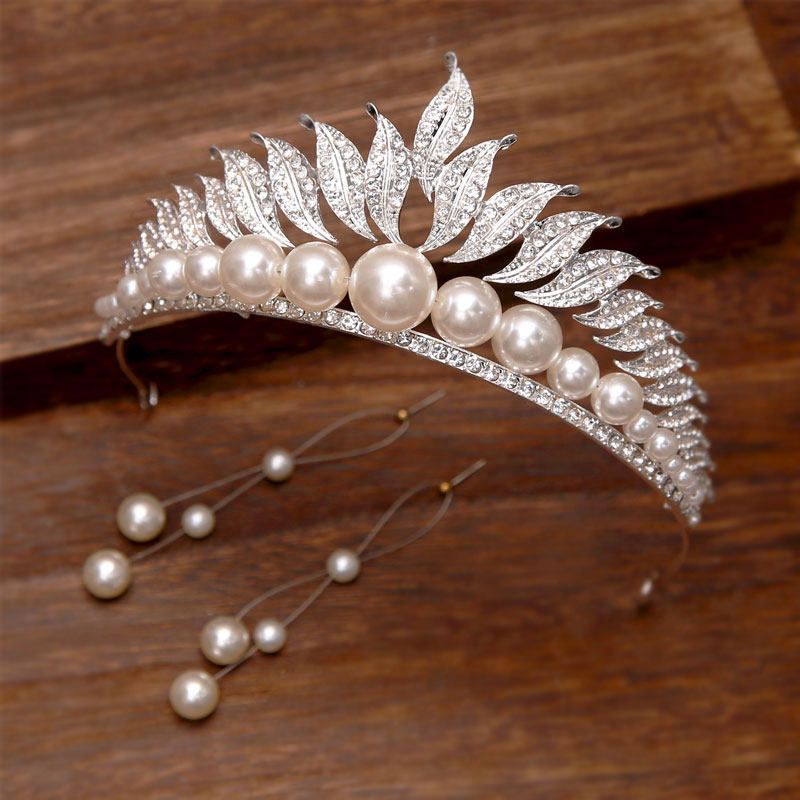 新款珍珠皇冠大气婚纱礼服配饰韩式新娘结婚头饰套装公主生日头冠