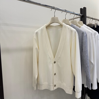 韩版极简2025秋冬新款kanwen通勤静奢浅色开衫外套纯色上衣外搭男