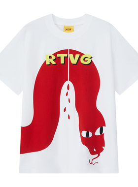 *RTVG* 2025SS夏季新款街头潮流红蛇年限定休闲白男女短袖T恤