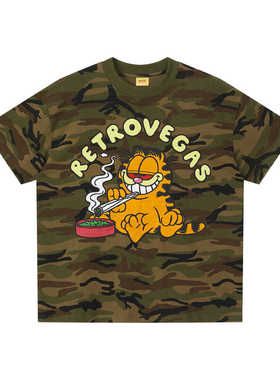 *RTVG*RETROVEGAS夏季新款国潮牌男女420系列加菲猫迷彩短袖T恤