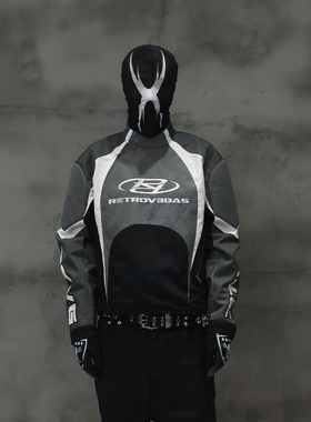 ＜RTVG＞RETROVEGAS国潮牌秋冬新款男女廓形刺绣休闲赛车夹克外套