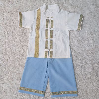 儿童泰国傣族服装男童短袖套装云南少数民族舞蹈演出服男孩泼水节