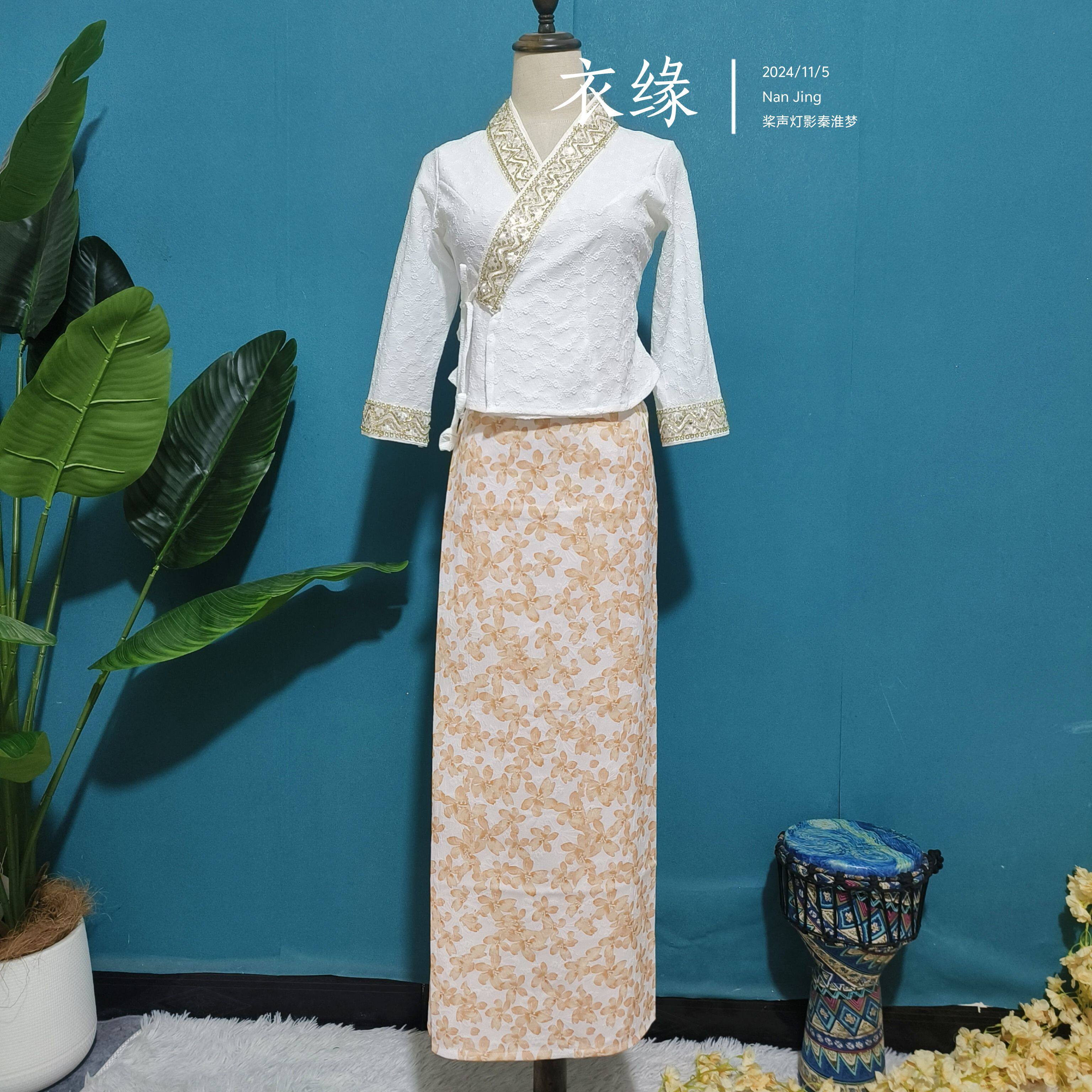 西双版纳傣族民族服装女提花上衣传统傣族裙套装日常装表演服
