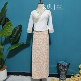 西双版纳傣族民族服装女提花上衣传统傣族裙套装日常装表演服