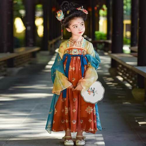 女童汉服唐装敦煌风公主裙演出