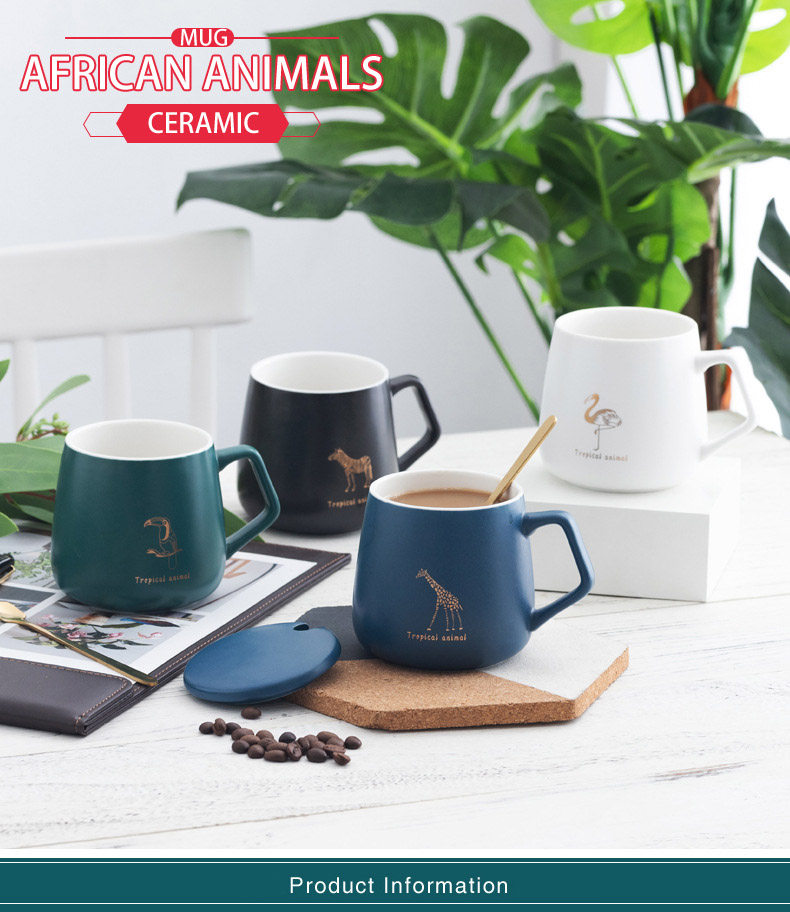 ceramic mug with lid spoon travel 380ml capacity coffee cup