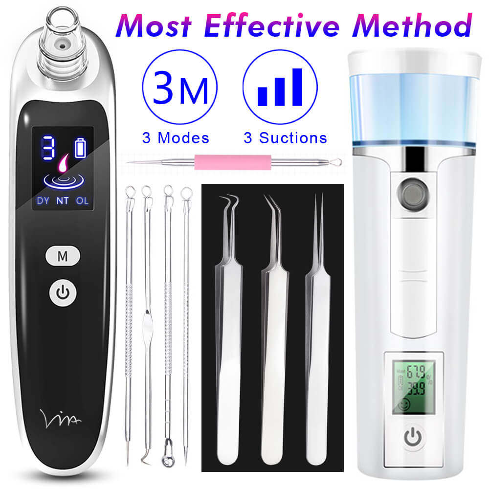 Blackhead Remover Face Vacuum Suction Pore Acne Needle Tweez图片