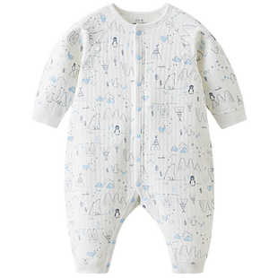 【清货 售完不补】优可棉夹丝绵婴儿秋冬长袖保暖爬服开襟连体衣