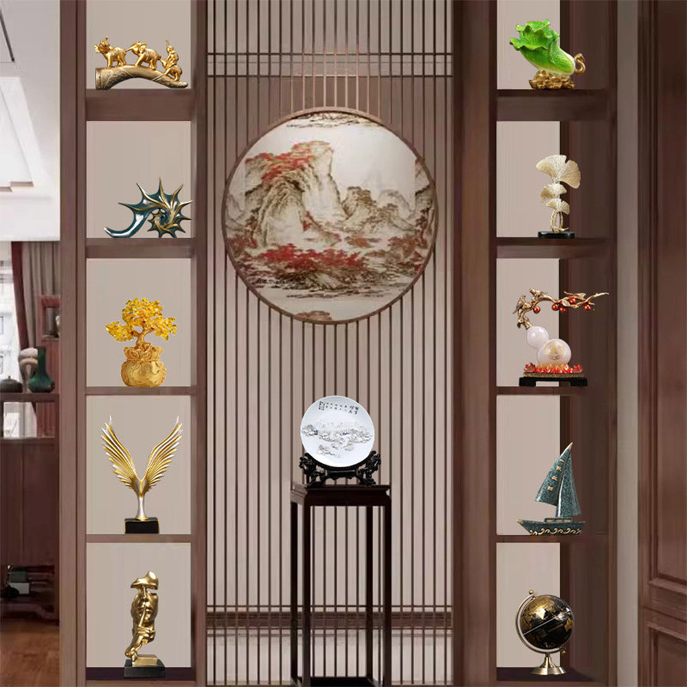 새로운 중국식 사무실 행운을 부르는 장식품 가정 거실 와인 캐비닛 장식 고대 랙 현관 TV 캐비닛 장식