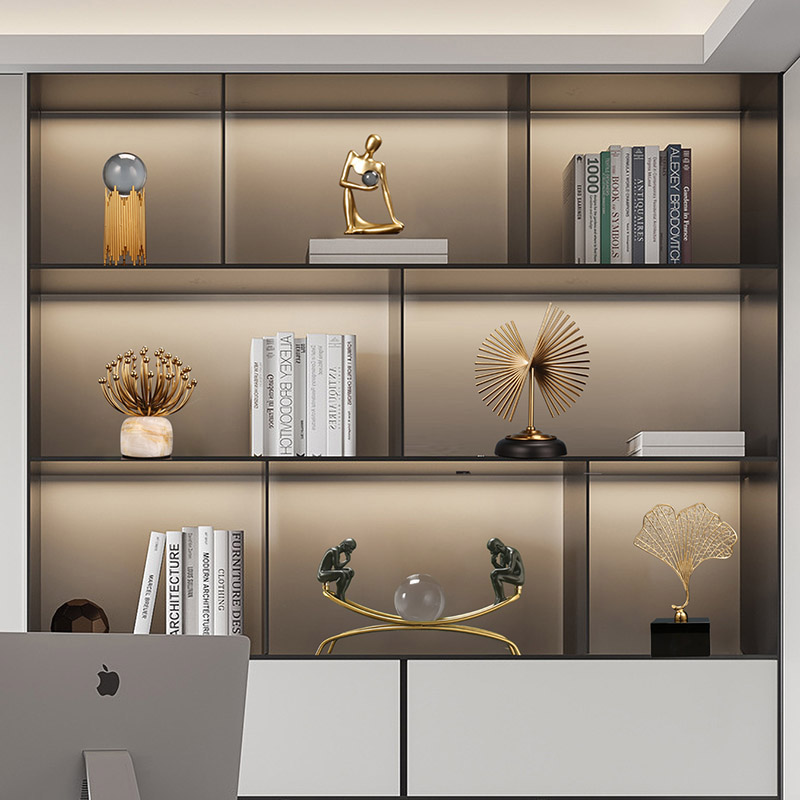 新中式金属高档摆件轻奢软装饰品客厅茶室办公室样板间柜子工艺品