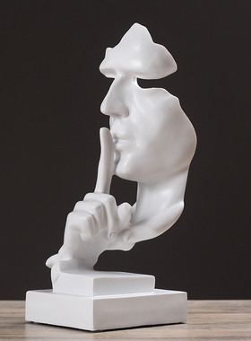 北欧现代简约黑白沉默是金抽象人物雕塑工艺品摆件艺术品装饰摆设