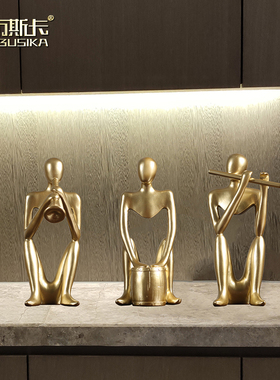 北欧抽象金色人物现代轻奢摆件 创意家居饰品客厅酒柜装饰工艺i.
