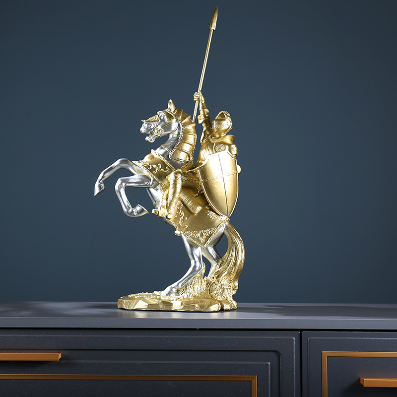 速发轻奢战马武士摆设家居饰品新中式客厅玄关办公室工艺品大摆件