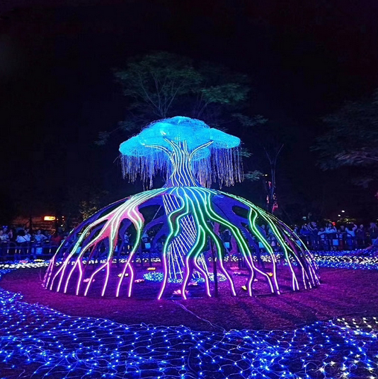 互动装置生命之树 节日花灯亮化定制造型花灯生命树多人敲鼓互动