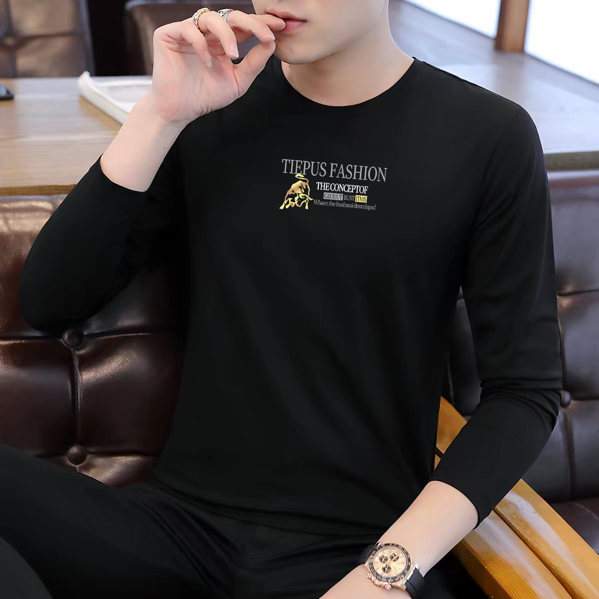 长袖t恤男士新款男装打底衫体桖上衣服秋衣秋装体恤薄款潮流内搭