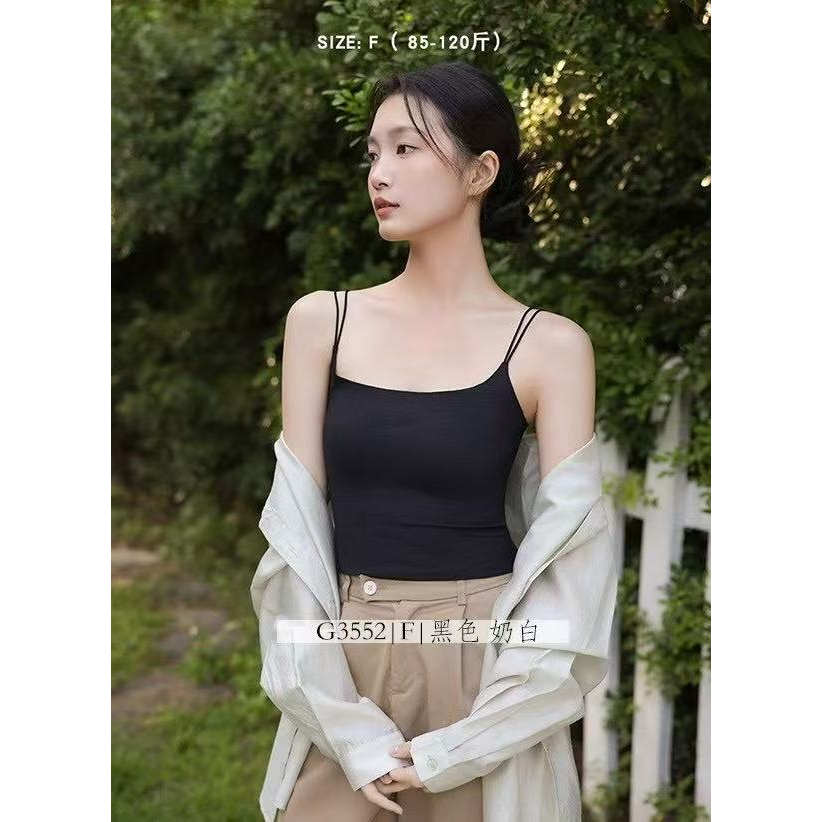2025新款吊带背心提花细肩交叉美背女士白色内搭中长款打底上衣