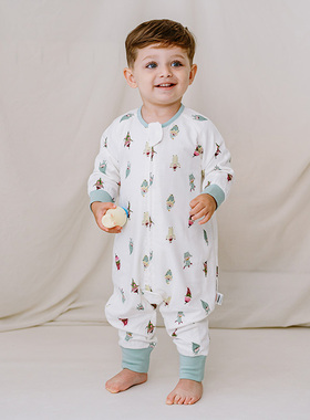 Nest Designs婴儿睡袋春夏款短袖七分袖长袖分腿防踢被四季通用