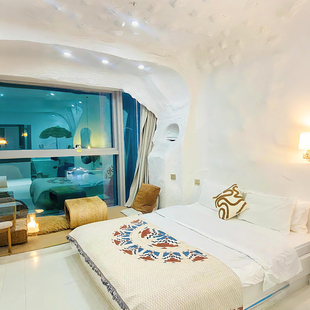 定制圣托里尼风格洞穴民宿装修设计施工大型人造山洞造景仿真岩壁