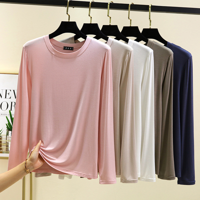 莫代尔长袖t恤打底衫春秋宽松