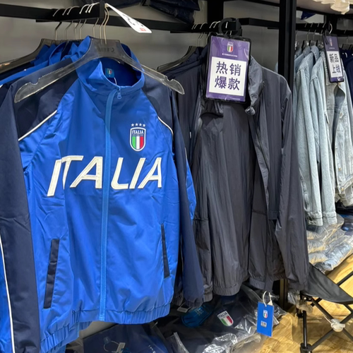 意大利男子防风防水训练服外套复古立领夹克足球球衣拉链外套