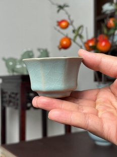 034得闲雅器汝瓷仿古釉八方杯茶杯品茗杯功夫茶具单杯家用陶瓷