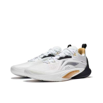 李宁LINING闪击10黑白色运动回弹低帮实战室内篮球鞋ABAT085-5