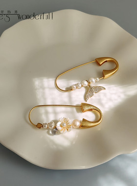 花开饰界手作简约百搭巴洛克珍珠花朵胸针毛衣装饰保色金大别针扣