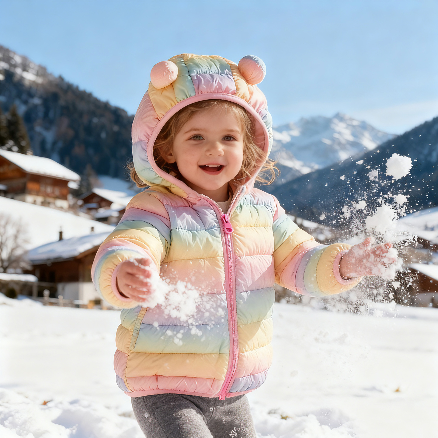 宝宝耳朵棉服宝宝冬装外套男童女童轻薄款棉衣儿童羽绒棉外套