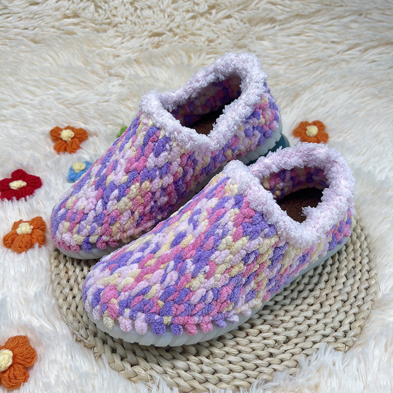 手工勾织毛线带包后跟冰条线棉鞋粗毛线成品保暖防滑耐磨手工棉鞋,居家布艺,居家棉拖/棉鞋,淘宝优惠券,粉丝福利购,淘宝优惠卷