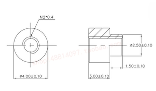 TH16-M2 贴片螺母 TH-1.6-M2  M2x4x3+1.5 电路板表贴圆螺母柱