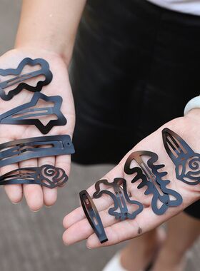 饰品发夹BB夹卡通发饰磨砂边夹黑色刘海夹卡子头饰对夹儿童小夹子