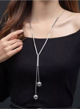 玻璃水晶合金女毛衣项链