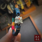 手工编织高档货质感纯银醒狮多宝色手绳女粗手链情侣款 个性 定制