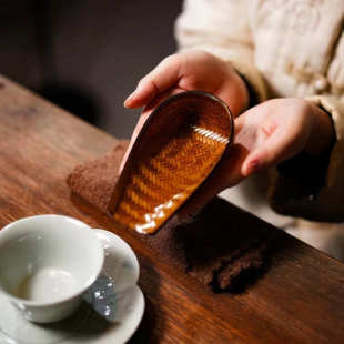【怀袖】手工竹编茶则复古家用茶荷茶室新中式功夫茶具茶道零配件