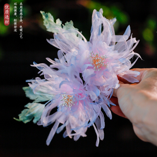 花朵昙花发夹绢纱烫花头饰百搭边夹森系发饰唐风汉服侧边夹子配饰
