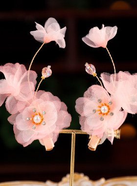 古风汉服甜美绢花手工发夹