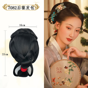 复古风汉服一体式后区懒人发箍明制假发女童魏晋简约百搭发包配饰