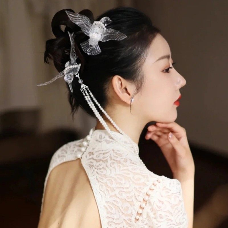 复古宫廷风汉服发饰新娘透明喜鹊飞鸟发夹流苏珠链发簪相思雀小鸟,饰品/流行首饰/时尚饰品新,发饰,淘宝优惠券,粉丝福利购,淘宝优惠卷