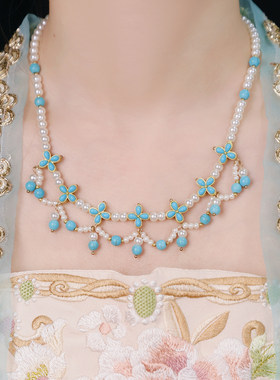 古风手工绿松石璎珞配饰