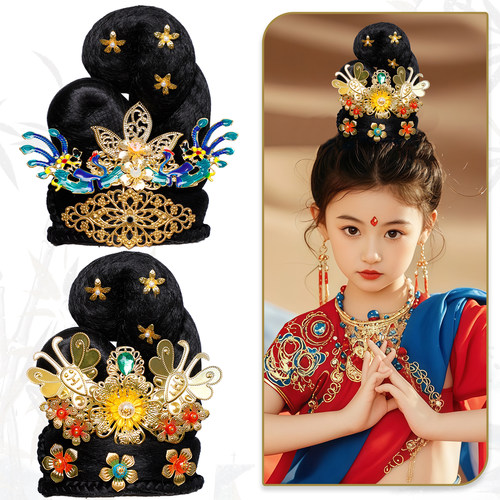 儿童假发包发饰组合套装