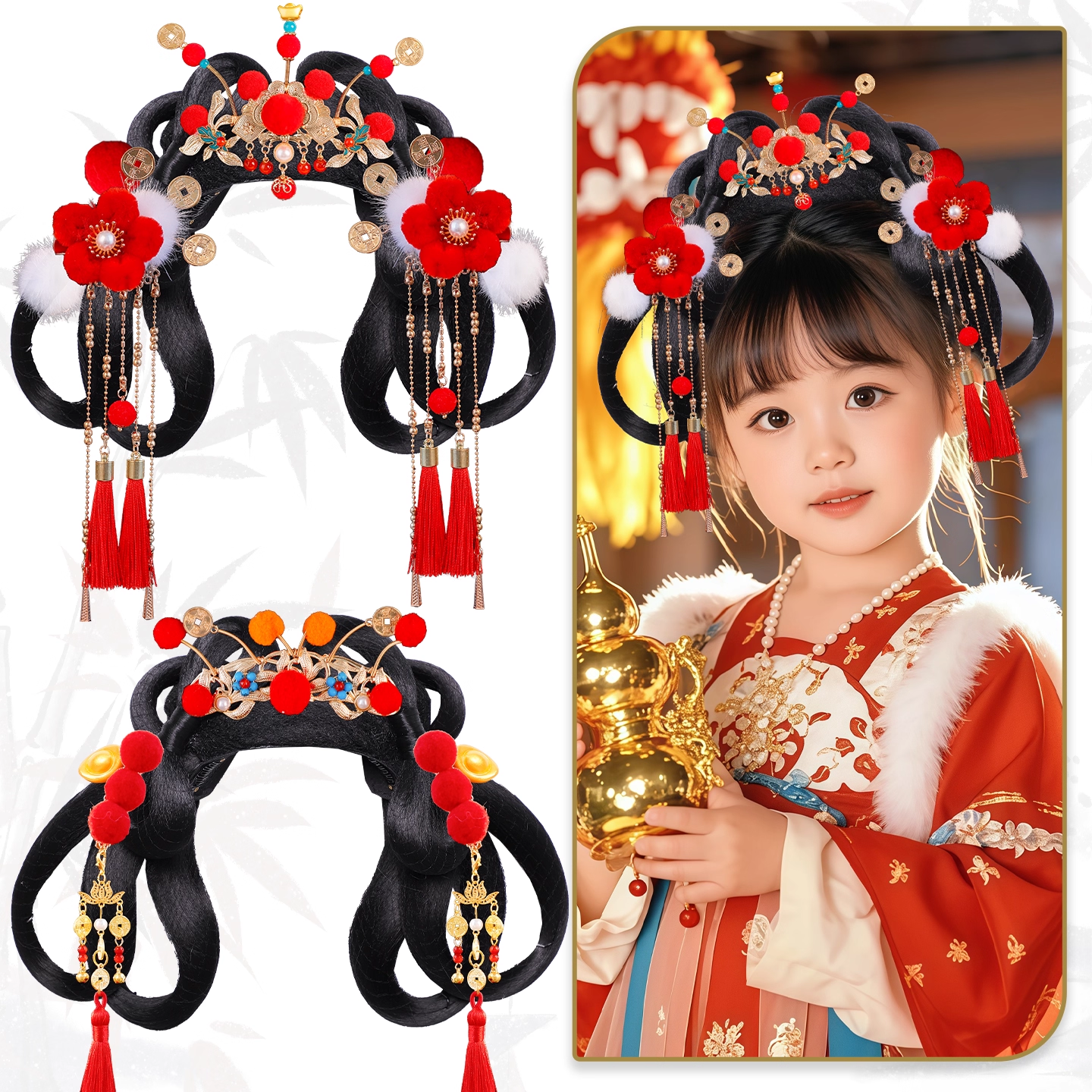 女童发饰发髻假发全套组合