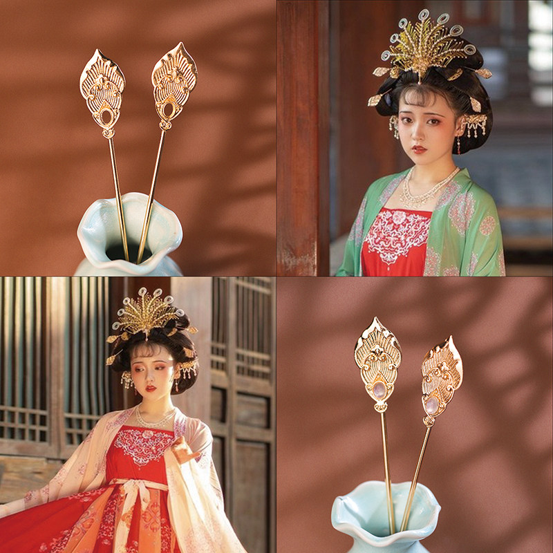 汉服头饰优雅襦裙发簪全套古风饰品步摇簪子插梳古装耳环发饰套装